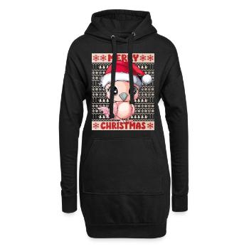 Flamingo Ugly Noël Noël Doux - Sweat-shirt à capuche long Femme - noir - Devant
