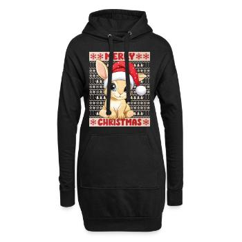 Lapin Lapin Moche Noël Noël Mignon - Sweat-shirt à capuche long Femme - noir - Devant