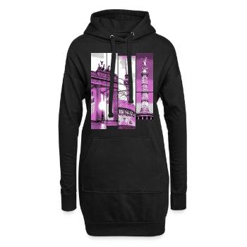 Berlin Skyline Stadt Deutschland Collage Vintage - Hoodie-Kleid - Schwarz - Vorne