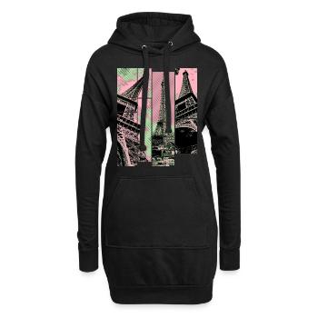 Paris Eiffelturm Skyline Frankreich Stadt Collage - Hoodie-Kleid - Schwarz - Vorne