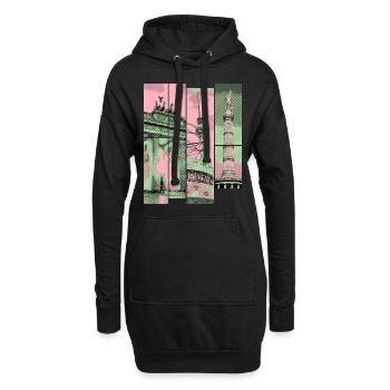 Berlin Skyline Stadt Deutschland Collage Vintage - Hoodie-Kleid - Schwarz - Vorne