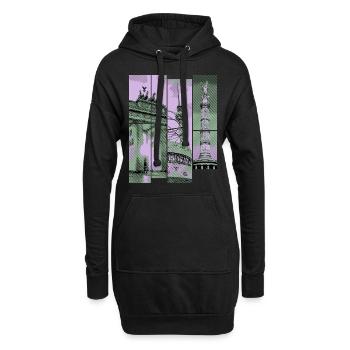 Berlin Skyline Stadt Deutschland Collage Vintage - Hoodie-Kleid - Schwarz - Vorne