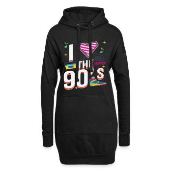 I Love 90s 90s Motto Party Outfit Gift - Sweat-shirt à capuche long Femme - noir - Devant