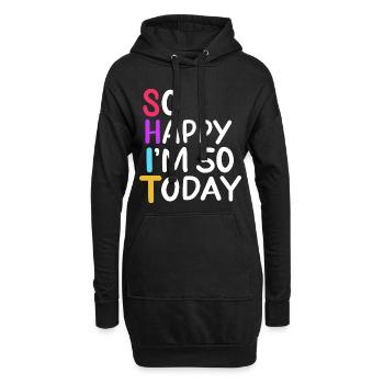50e anniversaire si heureux j'ai 50 ans aujourd'hui 50 ans cadeau - Sweat-shirt à capuche long Femme - noir - Devant