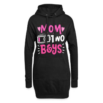 Maman de 2 garçons Batterie faible Drôle Fête des mères - Sweat-shirt à capuche long Femme - noir - Devant