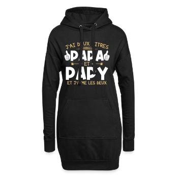 Papa et papy - Sweat-shirt à capuche long Femme - noir - Devant
