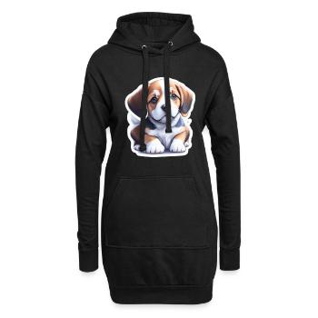 Chiot Beagle mignon - Sweat-shirt à capuche long Femme - noir - Devant