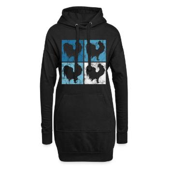 Hahn Retro Hühnerzüchter Hühner Henne Huhn Küken - Hoodie-Kleid - Schwarz - Vorne