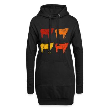 Landwirt Kuh Kühe Rind Retro Landwirtschaft Bauer - Hoodie-Kleid - Schwarz - Vorne
