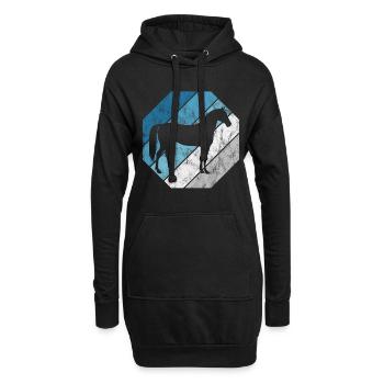 Pferd Reiter Reitsport Pony Reiten Pferde Retro - Hoodie-Kleid - Schwarz - Vorne