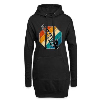 Windsurfen Retro Surfen Windsurfer Windsurfing - Hoodie-Kleid - Schwarz - Vorne