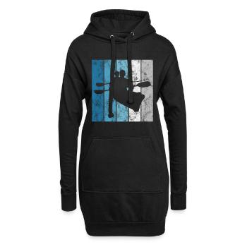 Paddeln Kayak Retro Kajak Rudern Boot Paddel Kanu - Hoodie-Kleid - Schwarz - Vorne