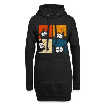 Chat Miau Chat Rétro Chat - Sweat-shirt à capuche long Femme - noir - Devant