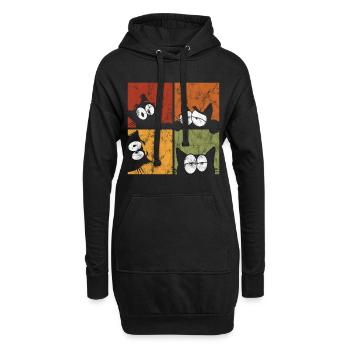 Chat chat chat de chat - Sweat-shirt à capuche long Femme - noir - Devant
