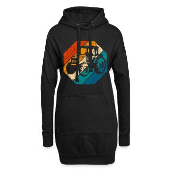 Bauernhof Bauer Traktor Retro Traktoren Trecker - Hoodie-Kleid - Schwarz - Vorne