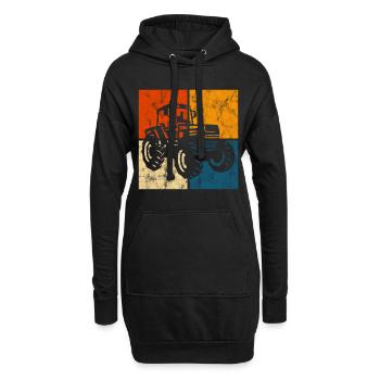 Traktor Bauernhof Retro Bauer Trecker Traktoren - Hoodie-Kleid - Schwarz - Vorne