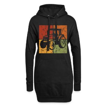 Tracteurs ferme trecker tracteur tracteur tracteur rétro - Sweat-shirt à capuche long Femme - noir - Devant