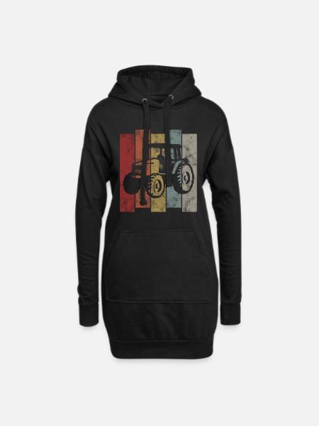 Traktoren Trecker Bauer Retro Traktor Bauernhof - Hoodie-Kleid - Schwarz
