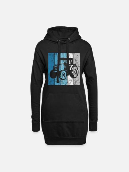 Traktoren Trecker Bauer Retro Traktor Bauernhof - Hoodie-Kleid - Schwarz