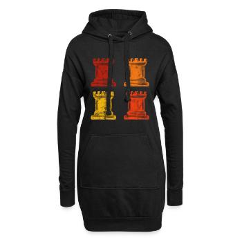 Retro Schach Schachspieler Schachmatt Schachfigur - Hoodie-Kleid - Schwarz - Vorne