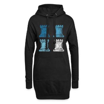 Retro Schach Schachspieler Schachmatt Schachfigur - Hoodie-Kleid - Schwarz - Vorne