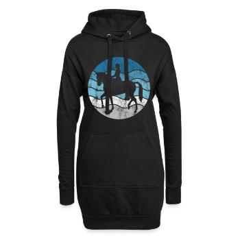 Dressage Cavalier de dressage Cheval d’équitation - Sweat-shirt à capuche long Femme - noir - Devant