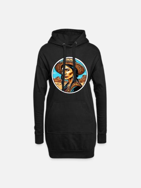 Mujer en el desierto - Hoodie-Kleid - Schwarz