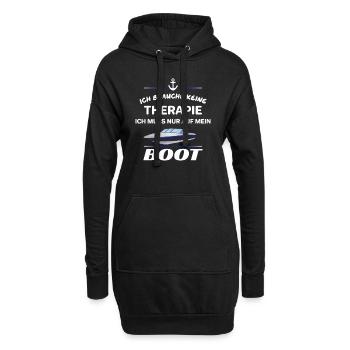 Traitement et bateau bateau bateau à moteur bateau de plaisance port - Sweat-shirt à capuche long Femme - noir - Devant
