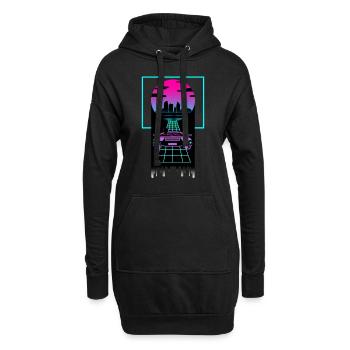 Synthwave Design pour Couples Amour - Sweat-shirt à capuche long Femme - noir - Devant