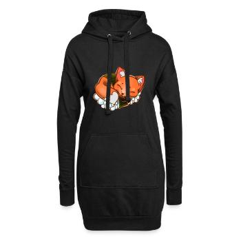 Mignon Renard Japonais Sushi - Sweat-shirt à capuche long Femme - noir - Devant
