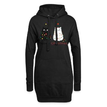 Meowy Christmas - Sweat-shirt à capuche long Femme - noir - Devant