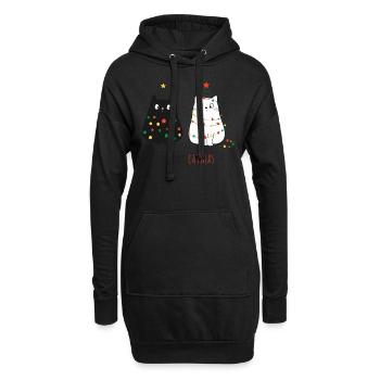 Meowy Christmas Cat Motiv - Hoodie-Kleid - Schwarz - Vorne