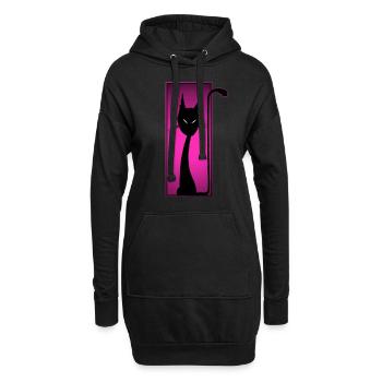 Chat noir, chat noir, drôle, flippant - Sweat-shirt à capuche long Femme - noir - Devant