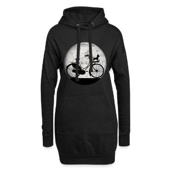 Fahrrad Hund Vintage Mond Frauen Mädchen Shirt - Hoodie-Kleid - Schwarz - Vorne