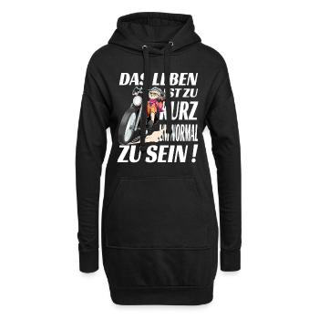 Das Leben ist zu kurz um normal zu sein - Hoodie-Kleid - Schwarz - Vorne