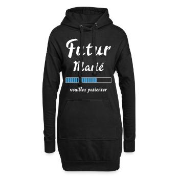Futur marié veuillez patienter Humour mariage - Sweat-shirt à capuche long Femme - noir - Devant