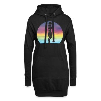 Netball Player Geschenk Retro Sonnenuntergang Netball Liebhaber - Hoodie-Kleid - Schwarz - Vorne