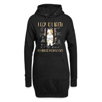 J’adore les mathématiques Ça fait pleurer math cat - Sweat-shirt à capuche long Femme - noir - Devant
