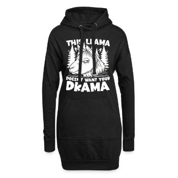 This Llama Don't Need Your Drama für Lama - Hoodie-Kleid - Schwarz - Vorne