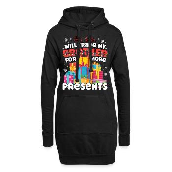 Lieber Weihnachtsmann wird Bruder passende Geschwister tauschen - Hoodie-Kleid - Schwarz - Vorne