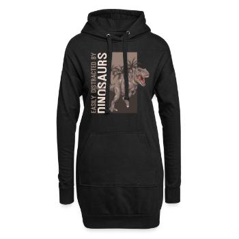 Facilement distrait par les dinosaures drôles de T-Rex - Sweat-shirt à capuche long Femme - noir - Devant