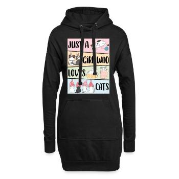 Nur ein Mädchen, das Cats liebt Cute Cat Lover Kawaii - Hoodie-Kleid - Schwarz - Vorne