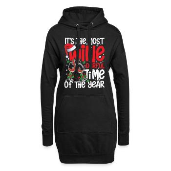 It's The Most Wine .Derful Time Of The Year - Hoodie-Kleid - Schwarz - Vorne