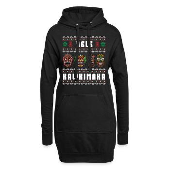 Mele Kalikimaka Hawaii Tiki Lustige hässliche Weihnachten - Hoodie-Kleid - Schwarz - Vorne