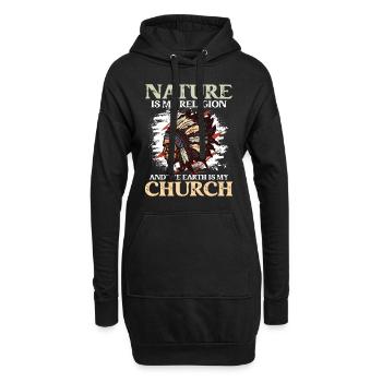 La nature est ma religion et la terre est mon église - Sweat-shirt à capuche long Femme - noir - Devant