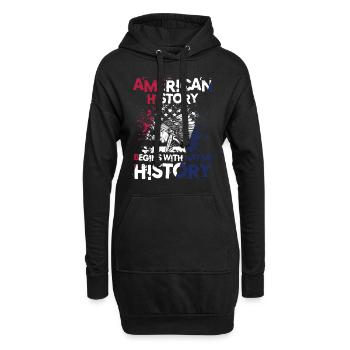 American History Begins With Native History - Hoodie-Kleid - Schwarz - Vorne