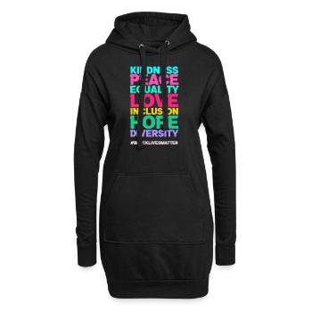 Menschenrechte Frieden Liebe Inklusion - Hoodie-Kleid - Schwarz - Vorne