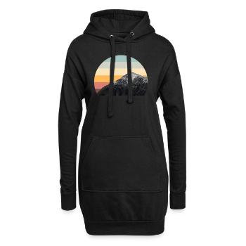 Mountain Sunset Circle Nature en plein air - Sweat-shirt à capuche long Femme - noir - Devant