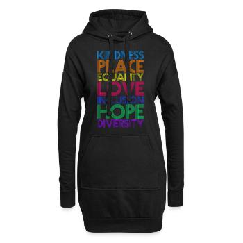 Kindness Peace Equality Love - Hoodie Dress - black - Front