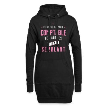 Comptable Cadeau Rigolo Secrétaire Humour Femme - Sweat-shirt à capuche long Femme - noir - Devant